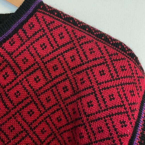 Dale Of Norway Womans M Wool Cardigan Sweater Red Nordic Fair isle Floral - Picture 5 of 15